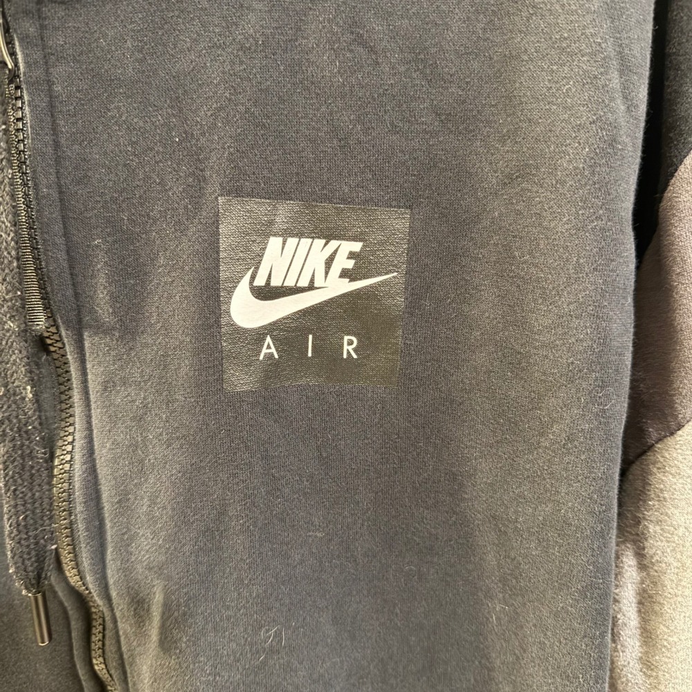 Nike Air Mens Full Zip Hoodie Black Grey Colorblock Fleece Jacket Medium - Picture 4 of 10